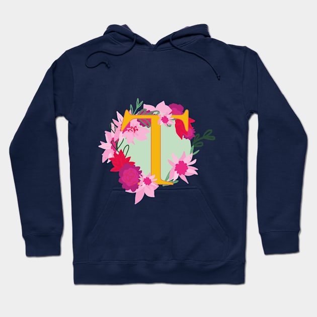 Monogram T, Personalized Initial Hoodie by Bunniyababa